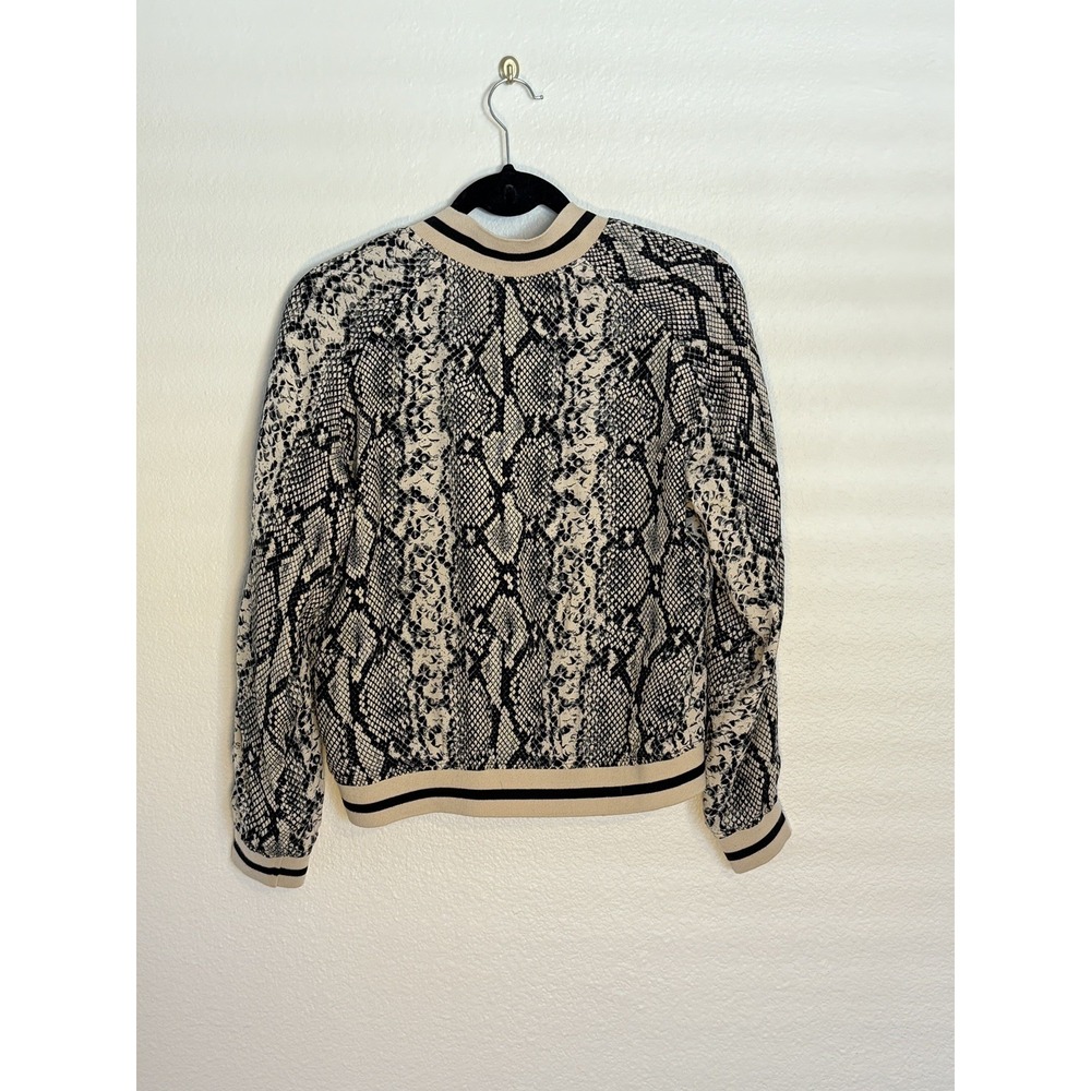 LAVENDER BROWN Small Python Snake Print Bomber Jacket Pockets Y2K - Picture 2 of 14